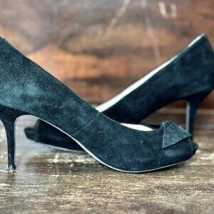 Steven by Steve Madden Mala Women's Black Suede Leather Open Toe Pumps